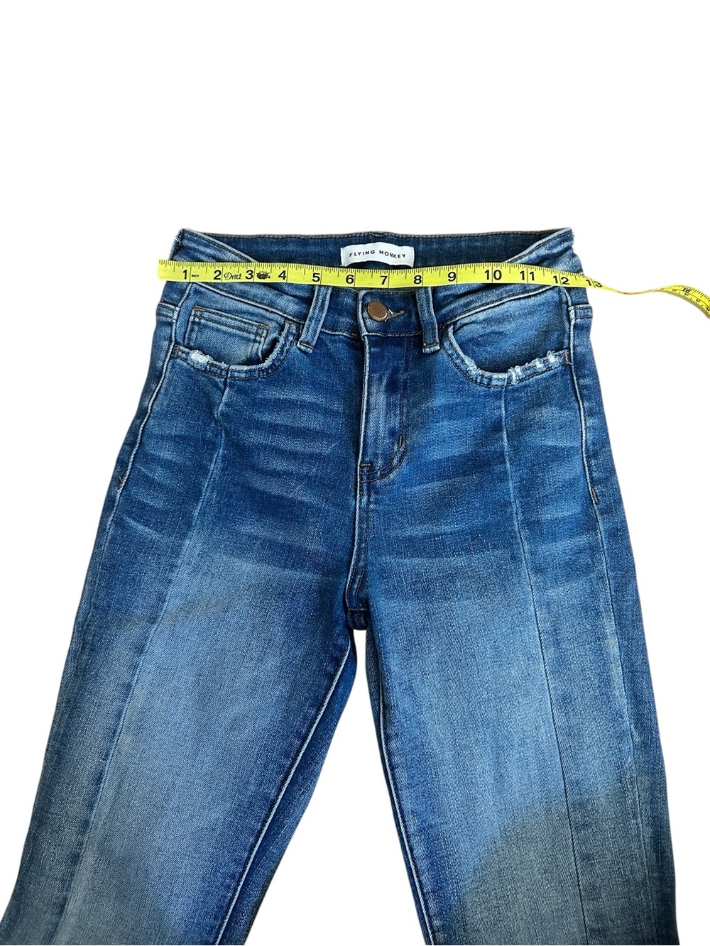 Flying Monkey Raw Hem Flare Leg Boho Denim Jeans size 24 - Picture 5 of 10